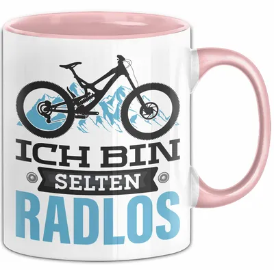 Produktbild von Radfahrer Tasse Geschenk Ich Bin Selten Radlos Fahrrad Spruch (Rosa)