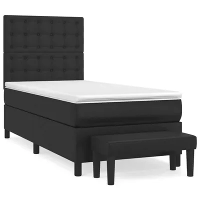 Produktbild von vidaXL Boxspringbett mit Matratze Schwarz 100x200 cm Kunstleder