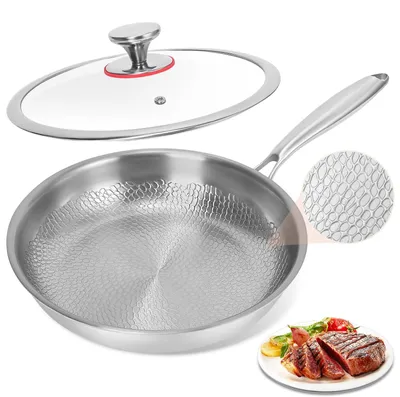 Zdjęcie produktu dla Omgoods - Patelnia 30 cm - Bez powłoki, z pokrywką