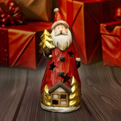 Zdjęcie produktu dla Figurka dekoracyjna Mikołaj z choinką 16 cm Solis Decor