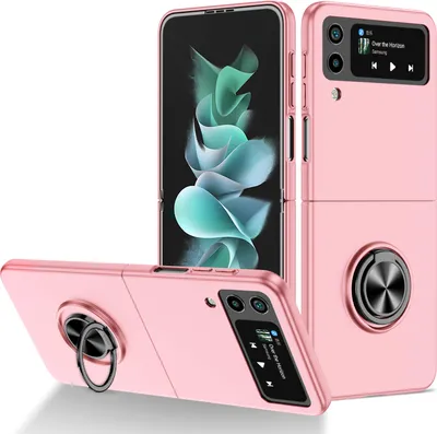 Produktbild von Samsung Z Flip4 Hülle, Dünn Hart PC Schutzhülle mit Ringhalter Ständer für Samsung Galaxy Z Flip 4 5G Pink