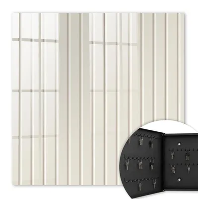 Produktbild von Metall Schlüsselkasten 30 x 30 cm - schwarzer Schlüsselschrank zur Wandmontage - wandhängende Schlüsselbox mit Tür - nach links öffnend - Schlüsselaufbewahrung für Flur - Büro - Arbeitszimmer - Werkstatt - Garage - Vertikale Streifen