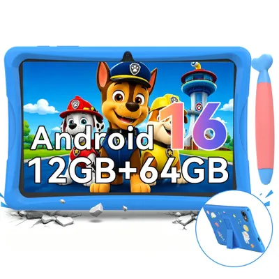 Produktbild von KOBONA-Tabwee K10 Kids 10.1" Rosa Tablet, Google Kids Space, 4GB+64GB, Android 15 WiFi Tablet für Kind mit Kindgerechte Hülle und Stift, 5000mAh