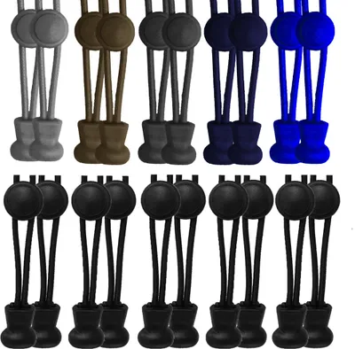 Produktbild von scarlet sport | Schnürsenkel »Premium«, 5 Paar oder 10 Paar Flex-Schnürsenkel, elastisch, mit Schnellverschluss & Schnellschnürsystem, passend für jeden Schuh, perfekter Halt, Menge: 10/20 Stück je 120 cm, Farbe:1 braun  +1 d-grau  +1 grau  +1 navy  +1 blau + 5 schwarz