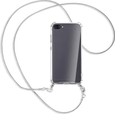 Produktbild von Handykette Backcover-Schutzhülle mit Band (Metall silberfarben) für Asus Zenfone 4 Max (Pro/Plus) - silberfarbene Kette Snake
