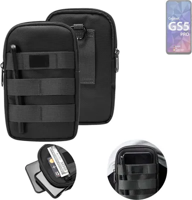 Produktbild von K-S-Trade Holster Gürtel Tasche kompatibel mit Gigaset GS5 Pro SE Handy Tasche Schutz Hülle dunkel-grau viele Fächer, 1x