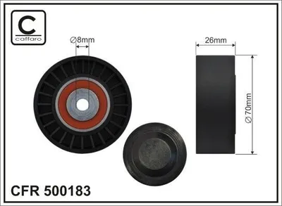 Produktbild von CAFFARO 500183 Spannrolle Keilrippenriemen 70mm für AUDI A4 Avant (8K5, B8) A6 Avant (4G5, 4GD, C7) Q5 (8RB) A5 Sportback (8TA) A4 Limousine (8K2, B8)