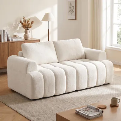 Obrázek produktu pro VASAGLE Modulární pohovka pro 2 osoby, pohovka bez rámu potažená mikrovláknem, vhodná do obývacího pokoje, rozměry 176 x 92 x 85 cm, bílá barva