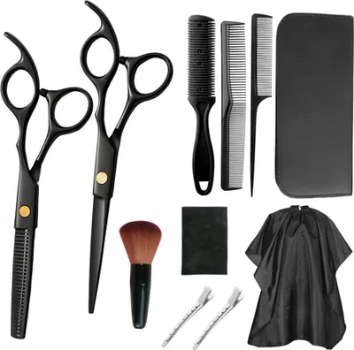 Produktbild von Friseur-Kits 13-teiliges Edelstahl-Profi-Friseurscheren-Set Haar-Zaehne-Trimmer-Flachschneideschere Kamm