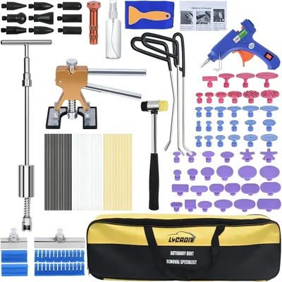 Imagen del producto de Kit de herramientas de extracción, de 107 piezas, que incluye una pistola de pegamento caliente, para reparación de automóviles