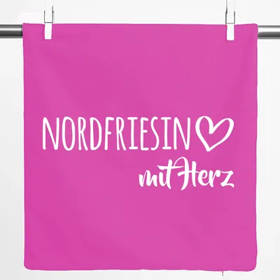 Produktbild von Huuraa Kissenbezug Nordfriesin mit Herz 40x40cm Fuchsia Baumwolle Dekokissenbezug Geschenkidee