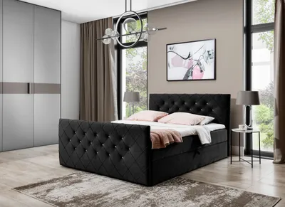 Produktbild von Boxspringbett Malaga Elegance, Stilvoll Doppelbett mit zwei Bettkästen und Topper (Farbe: Matt Velvet 99 Größe: 200x200 cm)