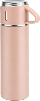 Image de Gourde isotherme en acier de 500 ml / 16 oz pour café et boissons chaudes et froides - Tasse de voyage (rose)
