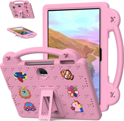 Produktbild von Schutzhülle für Honor Pad 9 2023 12.1" Niedliche Hülle für Kinder, Stoßfest mit Griff und Ständer Pink