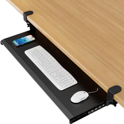 Tastaturlade ausziehbar, mit C-Klemmen, 965x300 mm, schwarz