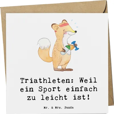 Produktbild von Mr. & Mrs. Panda doppelkarte Triathlon Helden - Weiß - Geschenk, Laufen, Disziplinen, Sportler, Sportart, faltkarte, Grußkarte, Teamsport, Geschenke, Glückwunschkarte