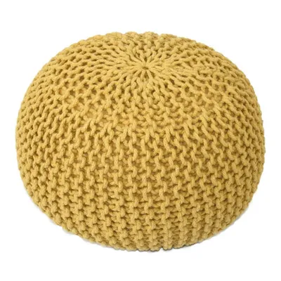 Produktbild von Soma Pouf Ø 55 cm Strickhocker Sitzpouf Sitzpuff Grobstrick-Optik extrahoch Höhe 37 cm (BxHxL) 55 x 37 x 55 cm zitronengelb