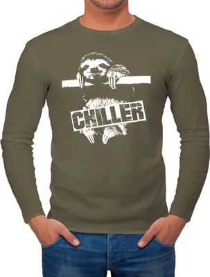 Produktbild von Herren Longsleeve Faultier Chiller Sloth Langarmshirt Moonworks® khaki XL