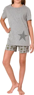 Produktbild von Wunderschöner Mädchen Shorty, kurzarm Schlafanzug in Sterne-Optik 122 405 10 702 ; grau , 128