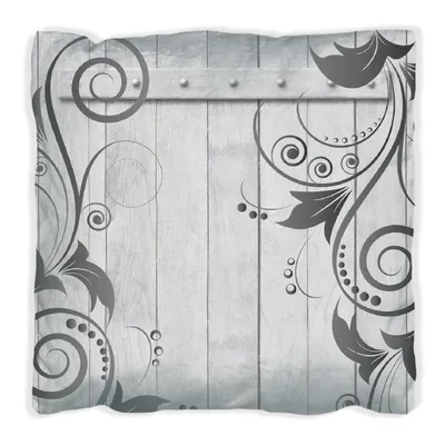 Produktbild von Wallario Premium Kissen, weiche Oberfläche, mit Motiv Graue Holztür mit Schnörkelmuster, Größe: 40 x 40 cm, mit weißer Rückseite