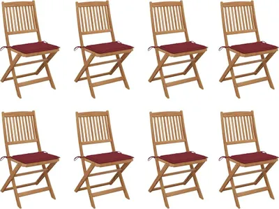 Zdjęcie produktu dla VidaXL 3075122, Taras, Obite siedzisko, Drewno akacjowe, Czerwony, Poliester, 485 mm