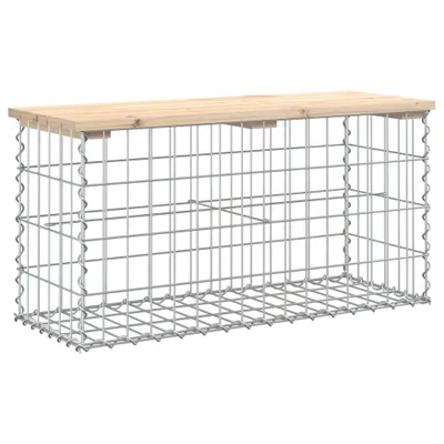 Image de Banc de jardin en gabions 83x31,5x42 cm pin massif