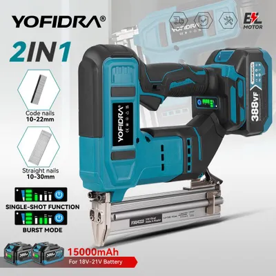 Immagine prodotto di Pistola elettrica per chiodi - 2-in-1: pistola per chiodi e graffette - Chiodi da 10-30 mm - Motore brushless