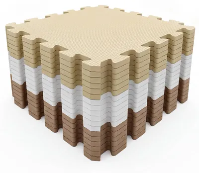 Produktbild von Fitnessmatten Set Schaumstoff, 18-teilig, 30x30 cm, beige, für Zuhause