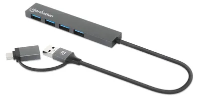 Zdjęcie produktu dla Manhattan 181006, USB 3.2 Gen 1 (3.1 Gen 1) Type-A, Szary, USB 3.2 Gen 1 (3.1 Gen 1) Type-A, Aluminium, USB, 5 V