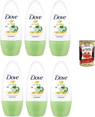 Produktbild von Dove Go Fresh Frische Gurke und Grüner Tee Deodorante Roll-On,48h Schutz Deodorant 6x 50ml + Italian Gourmet polpa 400g