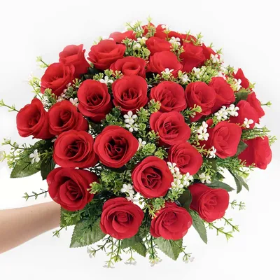 Künstliche Rosensträuße, 2 Stück, Seide, Rot, 44 cm