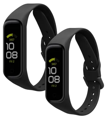 Produktbild von kwmobile 2x Uhrenarmband für Samsung Galaxy Fit 2 Armband - Fitnesstracker Band Set aus TPU Silikon - Ersatzarmband Smartwatch - Schwarz Schwarz