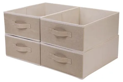 Productafbeelding van Solidchoice - Vouwbare Opbergdozen - Beige Opslagboxen voor Kleding en Accessoires (4 Stuks)