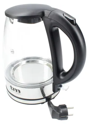 Wasserkocher 1,4 l, 2200 W, Borosilikatglas, Stahl, Strix-Thermostat, LED