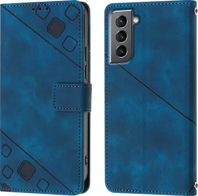 Obrázek produktu pro Pouzdro pro Samsung Galaxy S21 5G vyražené Flip kožené peněženkové pouzdro s funkcí stojánku modré