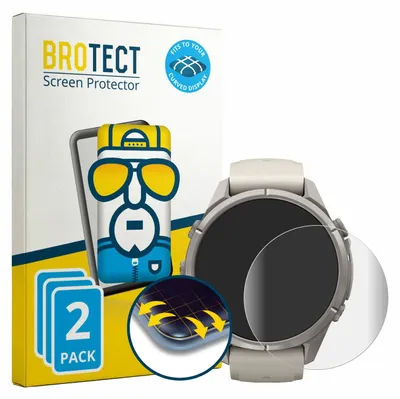 Produktbild von 2x BROTECT Fullscreen Schutzfolie für Garmin Fenix 9 Pro (43 mm) Displayschutz Folie Fullcover Klar Transparent