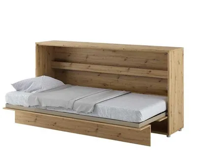 Produktbild von Bed Concept BC-06 Wandklappbett Horizontal Schrankbett mit Matratze, 90x200 cm - Artisan-Eiche