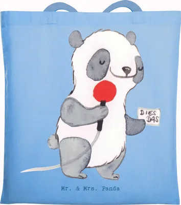 Produktbild von Mr. & Mrs. Panda Einkaufstasche Pressesprecher Herz - Sky Blue - Geschenk, dokumententasche, Schultasche, Beutel, Tasche, Shopping, Tote Bag