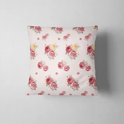 Produktbild von Kissenbezug - Weiß und Rosa - 40x40 cm - Waschbar - Kissenhülle - Rosenmuster