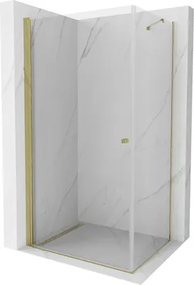 Image de Mexen Pretoria cabine de douche avec porte battante 80 x 70 cm, Transparent, Or - 852-080-070-50-00