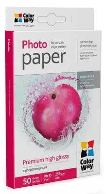 Zdjęcie produktu dla COLORWAY, papier fotograficzny/premium, wysoki połysk, 255g/m², format 10x15 cm, 50 sztuk