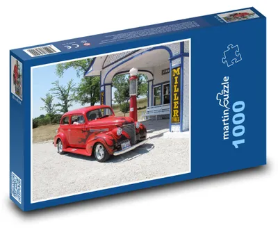 Obrázok produktu pre Puzzle 1000 Červené auto pri benzínke - martinpuzzle