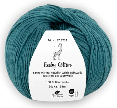 Produktbild von Pro Lana BABY Baumwolle 50 g 100 % Baumwolle Babywolle speichelecht 155 m Farbe 068 - petrol