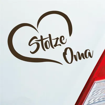 Produktbild von Auto Aufkleber Stolze Oma Liebe Herz Großmutter Enkel 14x10 cm Braun Sticker Heckscheibenaufkleber