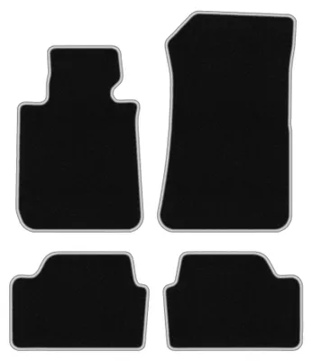 Image de Tapis de sol en moquette pour BMW 1 E87 2004-2011 (à hayon) – jeu 4 pièces, noir/argent, sur mesure – Wielganizator CARLUX