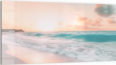 Produktbild von DEQORI Glasbild Echtglas 100x50 cm 'Pastellmeer' Wandbild Bild modern Deko