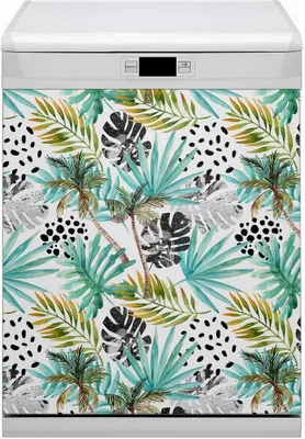 Produktbild von Küche Dekorative Magnete  Magnet Folie für Geschirrspüler 60x80 cm   - Handflächen und Blätter