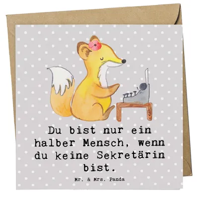 Produktbild von Mr. & Mrs. Panda Grußkarte Sekretärin Herz - Grau Pastell - Geschenk, faltkarte, anlasskarte, Klappkarte, doppelkarte, Glückwunschkarte