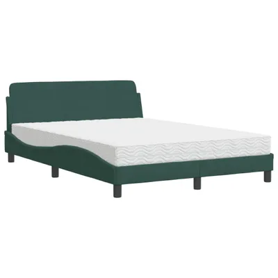 Image de vidaXL Lit avec matelas "Dover" vert foncé 140x190 cm velours