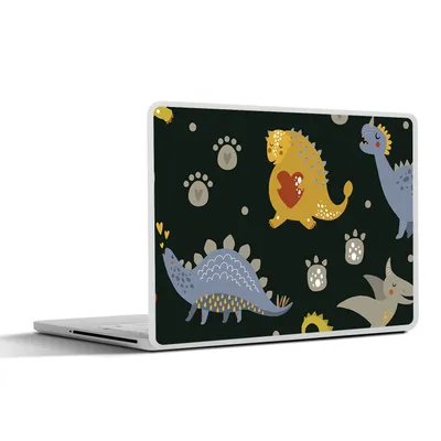 Produktbild von MuchoWow® Laptop Aufkleber Sticker Cover Dino - Kinder - Schnittmuster - Jungen - Mädchen - Dinosaurier 31x22.5 cm - Laptop-Deko